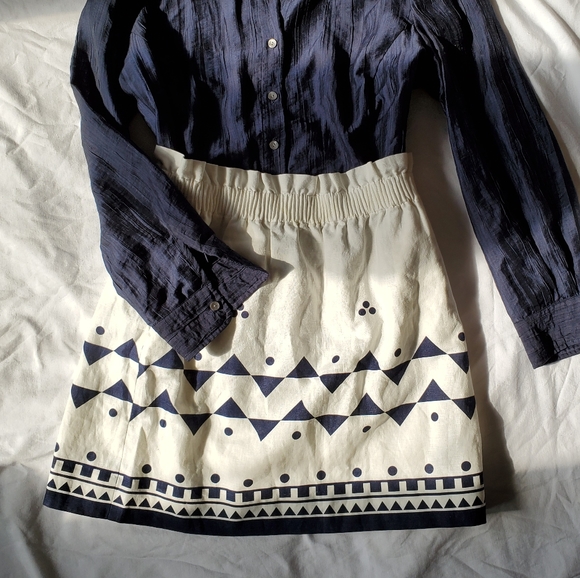 J. Crew Dresses & Skirts - J.crew geometric print paperbag linen skirt